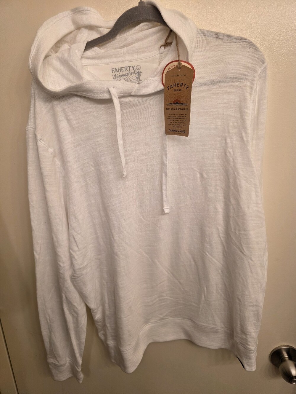 Faherty White Slub-Knit Sunwashed Cotton Hoodie